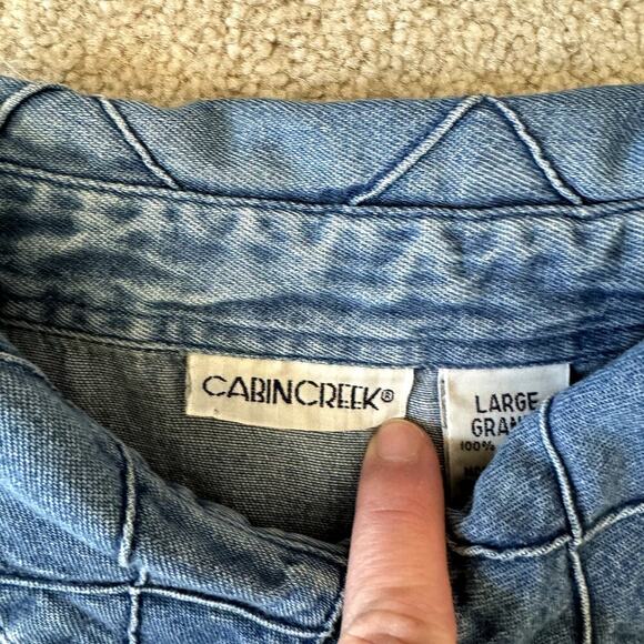 VTG 90s Cabin Creek Women's Denim 100% Cotton Button-Up Shirt Large - Picture 5 of 5